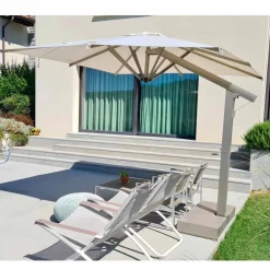 Viadurini in the Garden Gartenschirm-Armschirm 350x350 cm aus weißem oder anthrazitfarbenem Aluminium - Lapillo