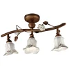 Ferroluce Vintage Deckenleuchten-Artisan 3-flammige Deckenlampe aus Keramik mit Rosendekor - Pisa