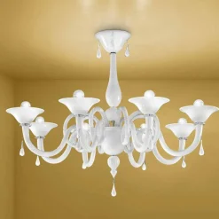 Viadurini Lighting Klassische Kronleuchter-Artisan 8-flammiger Kronleuchter aus Venedig-Glas, Made in Italy - Margheritagh