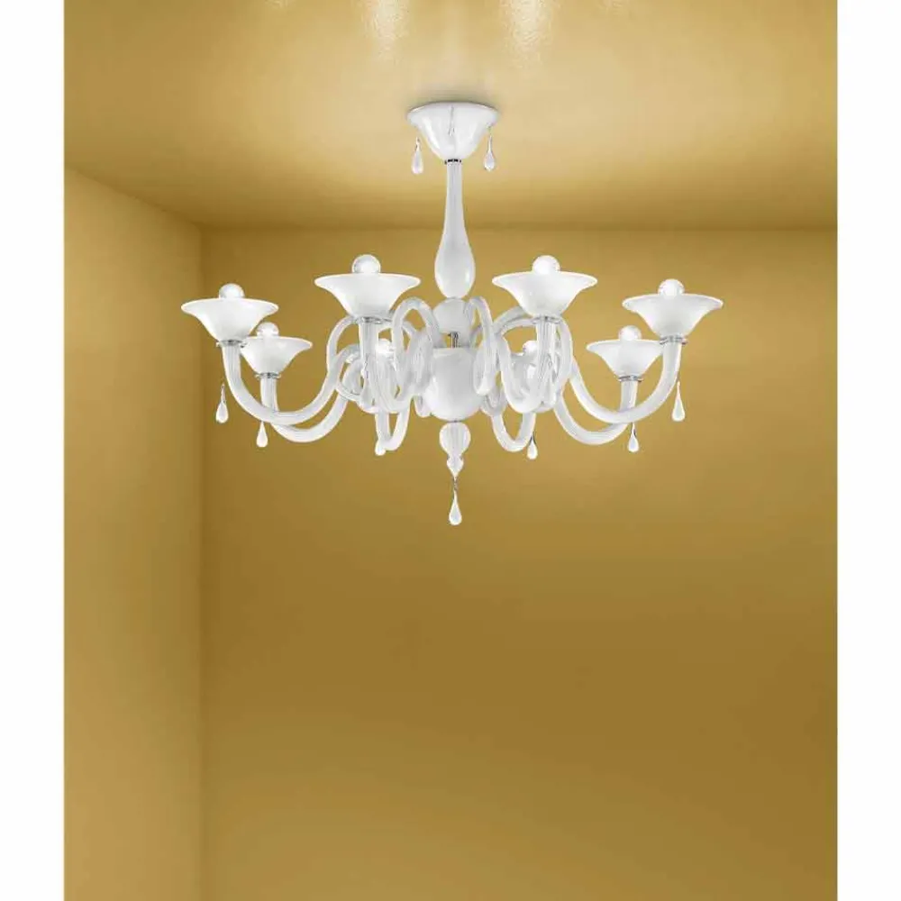 Viadurini Lighting Klassische Kronleuchter-Artisan 8-flammiger Kronleuchter aus Venedig-Glas, Made in Italy - Margheritagh