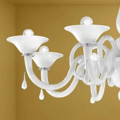 Viadurini Lighting Klassische Kronleuchter-Artisan 8-flammiger Kronleuchter aus Venedig-Glas, Made in Italy - Margheritagh