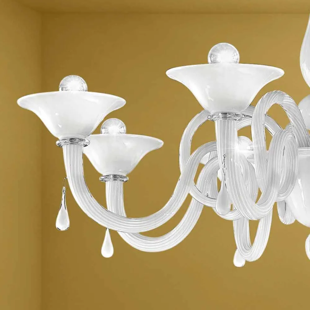 Viadurini Lighting Klassische Kronleuchter-Artisan 8-flammiger Kronleuchter aus Venedig-Glas, Made in Italy - Margheritagh