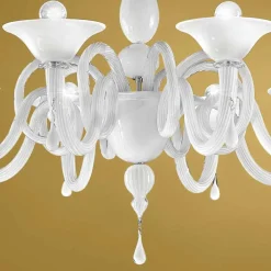 Viadurini Lighting Klassische Kronleuchter-Artisan 8-flammiger Kronleuchter aus Venedig-Glas, Made in Italy - Margheritagh