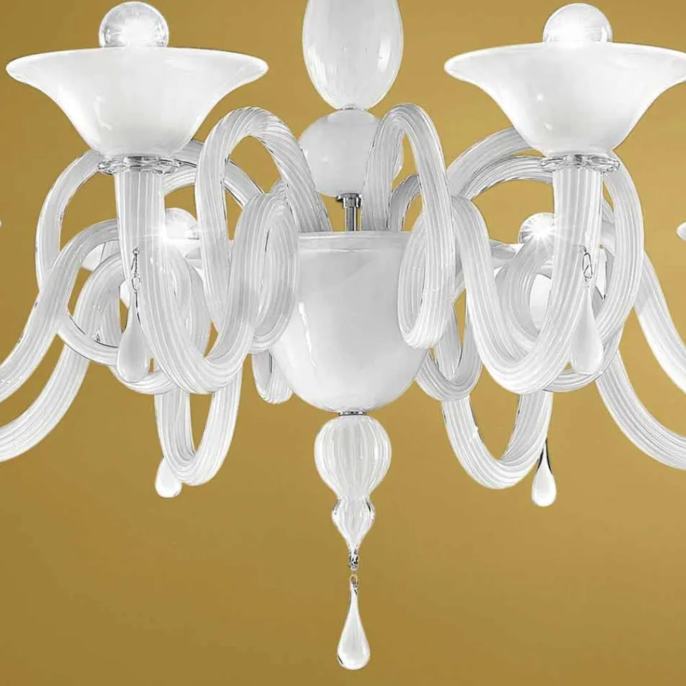Viadurini Lighting Klassische Kronleuchter-Artisan 8-flammiger Kronleuchter aus Venedig-Glas, Made in Italy - Margheritagh
