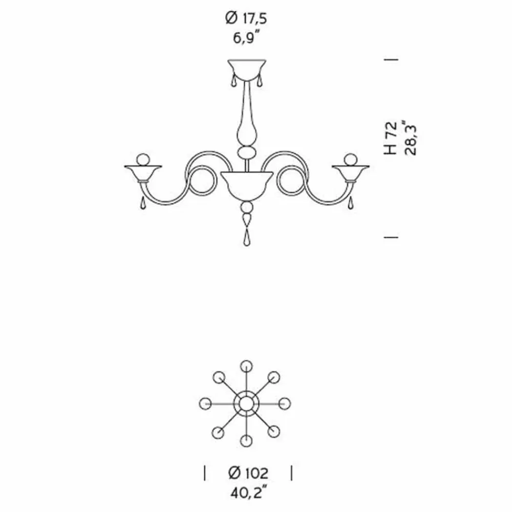 Viadurini Lighting Klassische Kronleuchter-Artisan 8-flammiger Kronleuchter aus Venedig-Glas, Made in Italy - Margheritagh