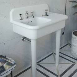 Viadurini Bathroom Vintage Waschbecken-Asymmetrisches Badezimmerwaschbecken aus Keramik mit Objektablage – Giusy