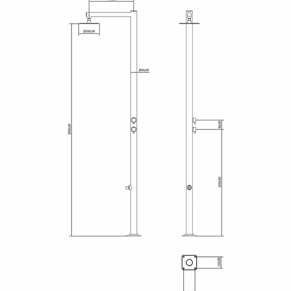 Viadurini in the Garden Gartendusche-Außendusche aus verchromtem Edelstahl mit Fußwaschmaschine Made in Italy - Modeo