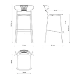 Viadurini in the Garden Outdoor Hocker-Außenhocker aus lackiertem Metall und Polyurethan Made in Italy - Trosa