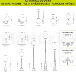 Viadurini Lighting Garten-Wandlampen-Außenlampe aus Aluminium mit opaler Acrylkugel - Trovaanthrazit