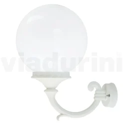 Viadurini Lighting Garten-Wandlampen-Außenlampe aus weißem Aluminium mit opaler Acrylkugel - Trovabianco