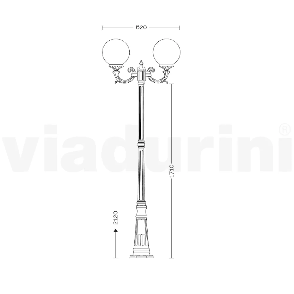 Viadurini Lighting Gartenlampion-Außenlaternenpfahl 212 cm aus schwarzem Acryl und Aluminium Made in Italy - Trovanero