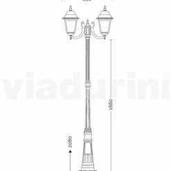 Viadurini Lighting Gartenlampion-Außenleuchte mit zwei Leuchten aus Aluminium, hergestellt in Italien, Aquilina