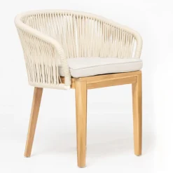 Viadurini in the Garden Holzsessel-Außensessel aus Teakholz und Polyethylengewebe - Jhon