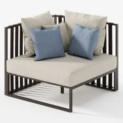 Viadurini in the Garden Gartensofas-Außensessel mit rechter Ecke aus Aluminium und Gurten Made in Italy - Juliediv