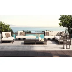 Viadurini in the Garden Gartensofas-Außensessel mit rechter Ecke aus Aluminium und Gurten Made in Italy - Juliediv