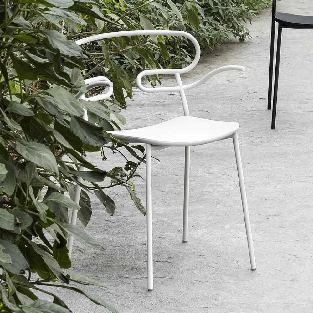 Viadurini in the Garden Gartenstühle Metall-Außenstuhl aus Metall und Polyurethan Hergestellt in Italien, 2 Stück - Trosa