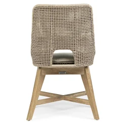 Viadurini in the Garden Gartenstühle Holz-Außenstuhl aus Seil und Stoff mit Teakholzsockel, Homemotion 2 Stück - Lesya