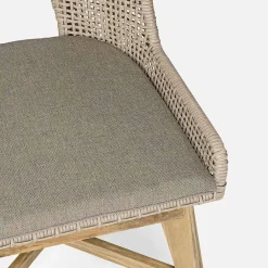 Viadurini in the Garden Gartenstühle Holz-Außenstuhl aus Seil und Stoff mit Teakholzsockel, Homemotion 2 Stück - Lesya