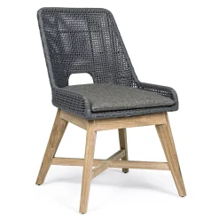 Viadurini in the Garden Gartenstühle Holz-Außenstuhl aus Seil und Stoff mit Teakholzsockel, Homemotion 2 Stück - Lesya