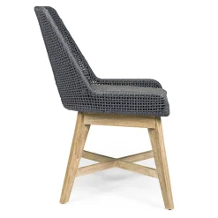 Viadurini in the Garden Gartenstühle Holz-Außenstuhl aus Seil und Stoff mit Teakholzsockel, Homemotion 2 Stück - Lesya