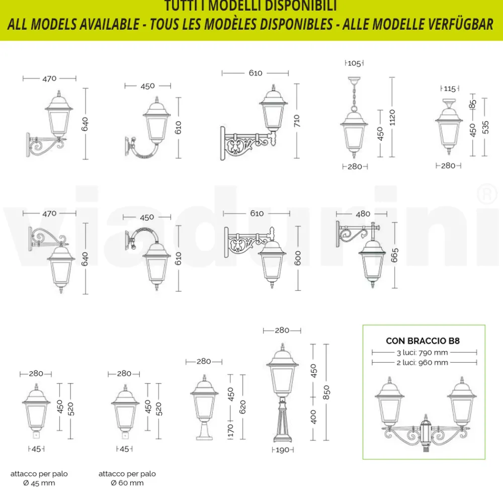 Viadurini Lighting Gartenlaternen-Außenwandlaterne aus Aluminium und sandgestrahltem Glas - Alchemist