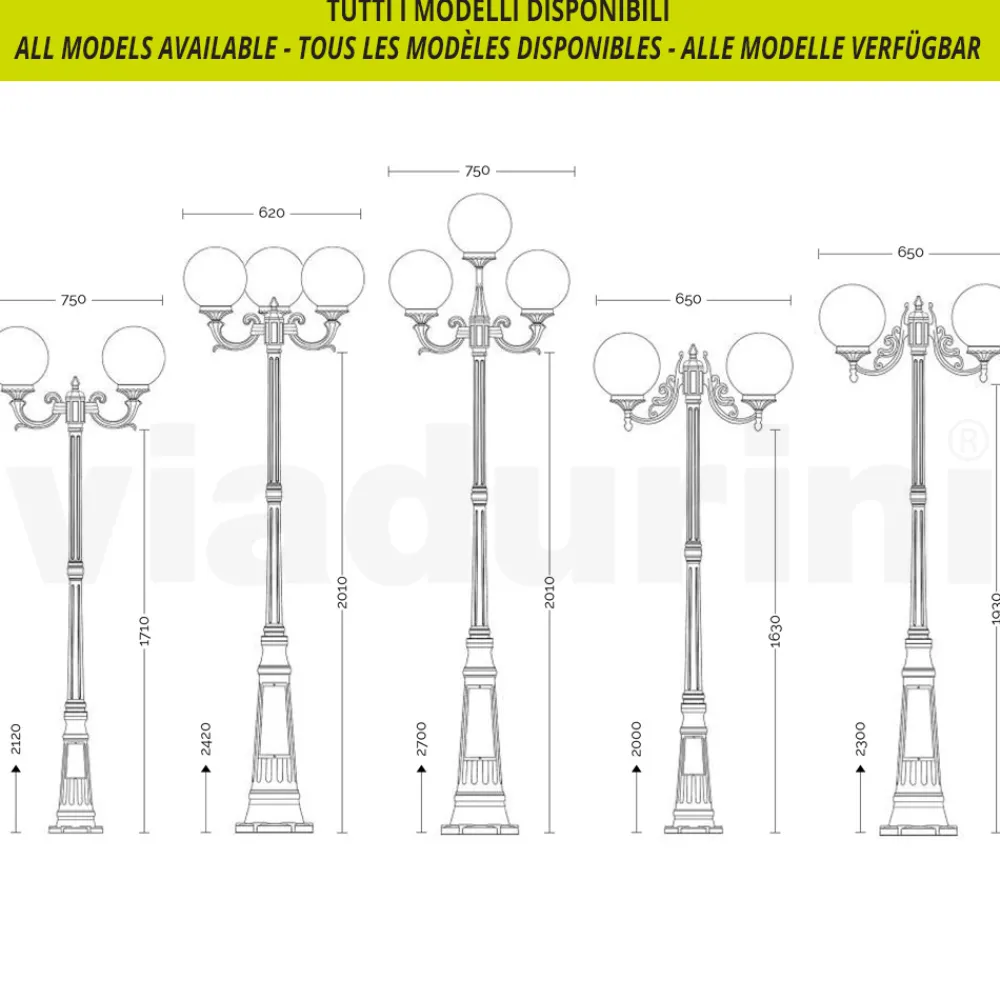 Viadurini Lighting Garten-Wandlampen-Außenwandleuchte aus Aluminiumdruckguss und Acrylkugel - Trovanero