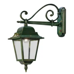 Ferroluce Garten-Wandlampen-Außenwandleuchte aus goldgrünem Aluminium mit handgemalten Blumen - Gorizia