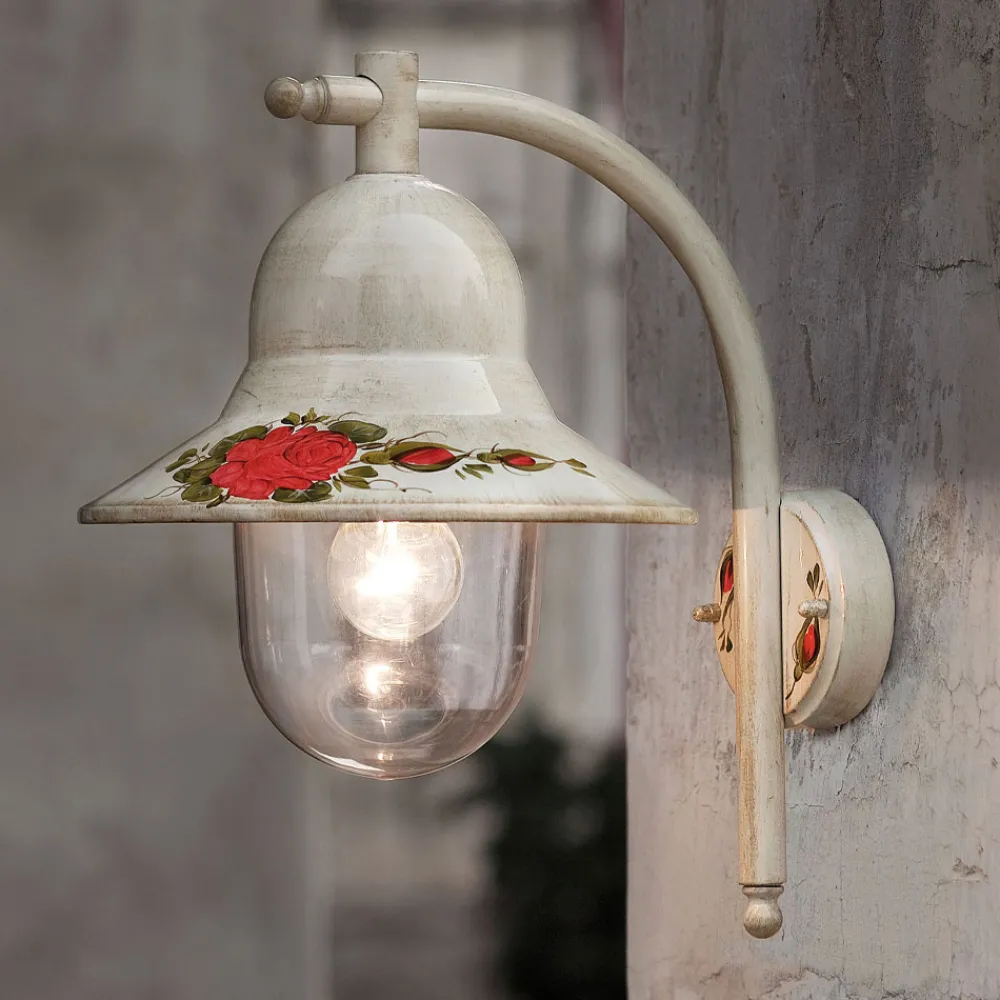 Ferroluce Garten-Wandlampen-Außenwandleuchte aus handbemaltem weißem Aluminium - Imperia