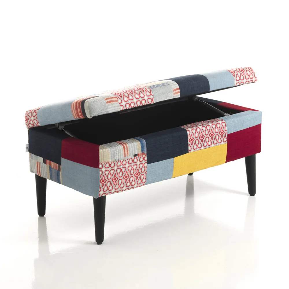 Viadurini Living Truhen Und Sitztruhe-Aufbewahrungstruhe aus Patchworkstoff – Bromo