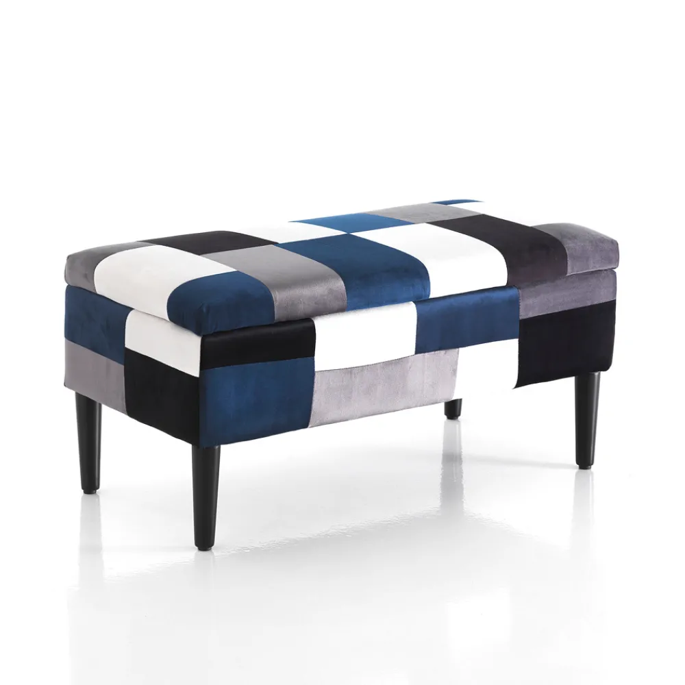 Viadurini Living Truhen Und Sitztruhe-Aufbewahrungstruhe aus Patchworkstoff – Bromo