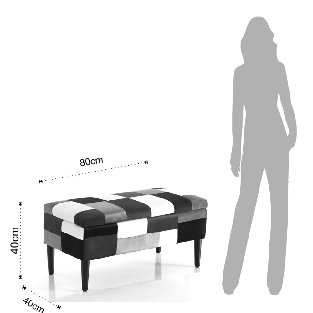 Viadurini Living Truhen Und Sitztruhe-Aufbewahrungstruhe aus Patchworkstoff – Bromo