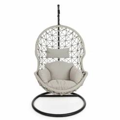 Viadurini in the Garden Metallsessel-Aufhängender Outdoor-Sessel aus gewebtem Seil mit Stahlsockel - Soja