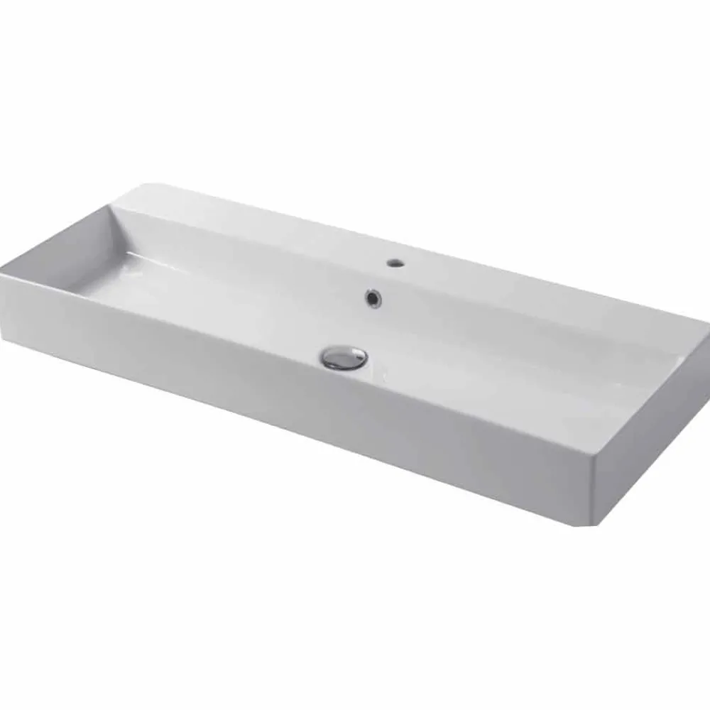 Viadurini Bathroom Keramikwaschbecken-Aufsatz- oder Wandwaschbecken aus weißer oder farbiger Keramik Leivi