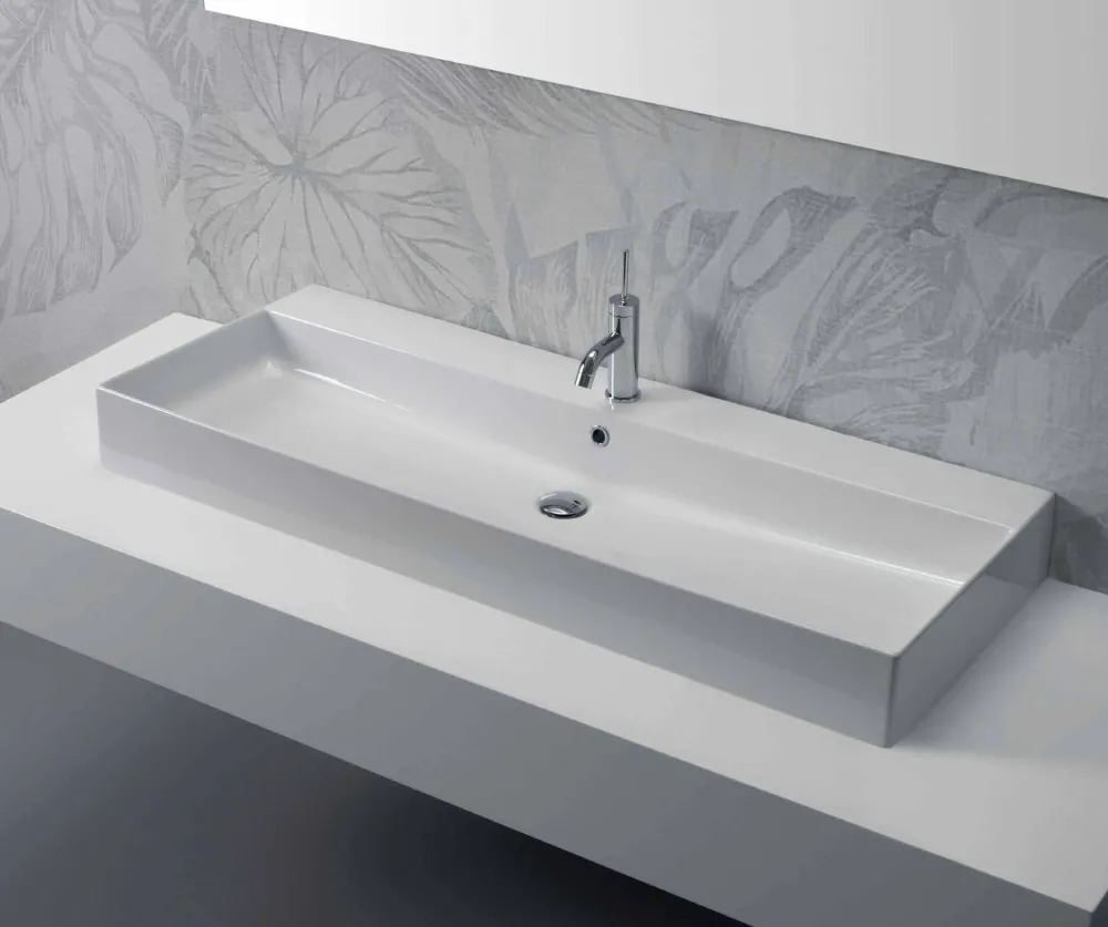 Viadurini Bathroom Keramikwaschbecken-Aufsatz- oder Wandwaschbecken aus weißer oder farbiger Keramik Leivi