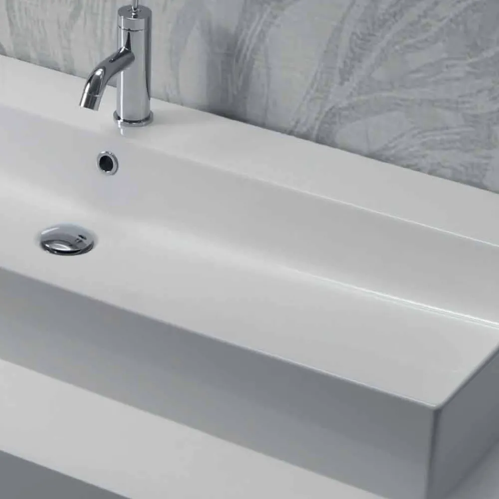 Viadurini Bathroom Keramikwaschbecken-Aufsatz- oder Wandwaschbecken aus weißer oder farbiger Keramik Leivi