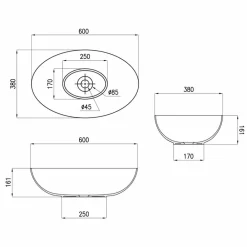 Viadurini Bathroom Keramikwaschbecken-Aufsatzspüle aus Keramik Ø60cm Made in Italy Leivi