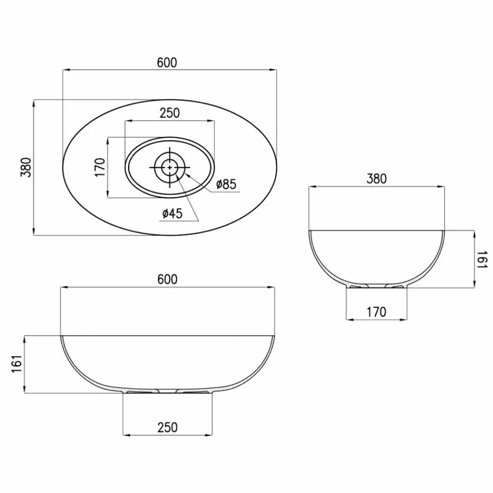 Viadurini Bathroom Keramikwaschbecken-Aufsatzspüle aus Keramik Ø60cm Made in Italy Leivi
