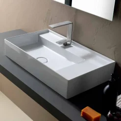 Viadurini Bathroom Farbige Waschbecken-Aufsatzwaschbecken aus Keramik in modernem Design, hergestellt in Italien, Sun 65x40 cm