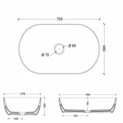Viadurini Bathroom Farbige Waschbecken-Aufsatzwaschbecken aus Keramik, 70x35 cm, hergestellt in Italien, Star, modernes Design