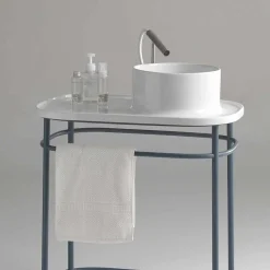 Viadurini Bathroom Keramikwaschbecken-Aufsatzwaschbecken aus Keramik mit Metallgestell Marta