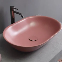 Viadurini Bathroom Farbige Waschbecken|Keramikwaschbecken-Aufsatzwaschbecken aus matt Keramik L 58 cm Made in Italy - Nelly