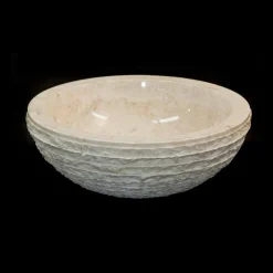 Viadurini Bathroom Steinwaschbecken-Aufsatzwaschbecken aus Naturstein weiß Finn, Einzelstück