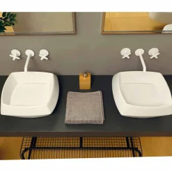 Viadurini Bathroom Keramikwaschbecken-Aufsatzwaschbecken aus weißer Keramik, modernes Design Simon, Italy