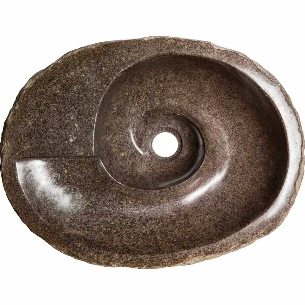 Viadurini Bathroom Steinwaschbecken-Aufsatzwaschbecken im modernen Design aus Flussstein, Busca