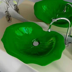 Viadurini Design Design Waschbecken Aus Solid Surface-Aufsatzwaschbecken in modernem Design Farfuglium blattförmig