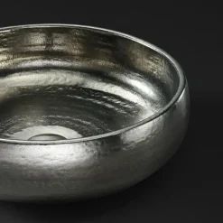 Viadurini Bathroom Waschbecken Aus Fire Clay-Aufsatzwaschbecken in Raku-Ton-Platin-Finish, hergestellt in Italien – Ribano