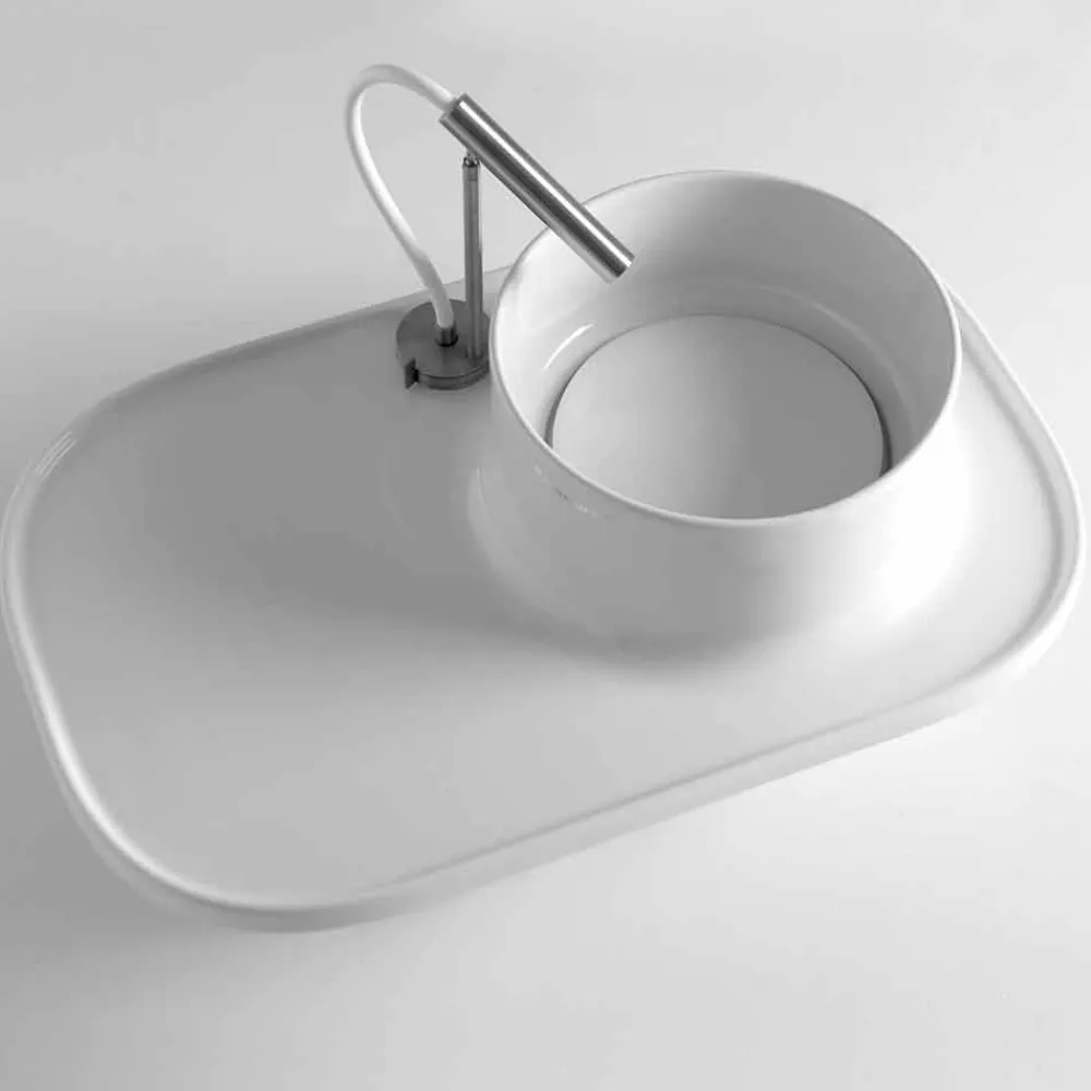 Viadurini Bathroom Keramikwaschbecken-Aufsatzwaschbecken mit integriertem Regal aus farbiger Keramik - Uber