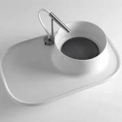 Viadurini Bathroom Keramikwaschbecken-Aufsatzwaschbecken mit Regal aus glänzend weißer Keramik - Uber