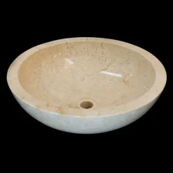Viadurini Bathroom Steinwaschbecken-Aufsatzwaschbecken rund aus Naturstein weiß Job