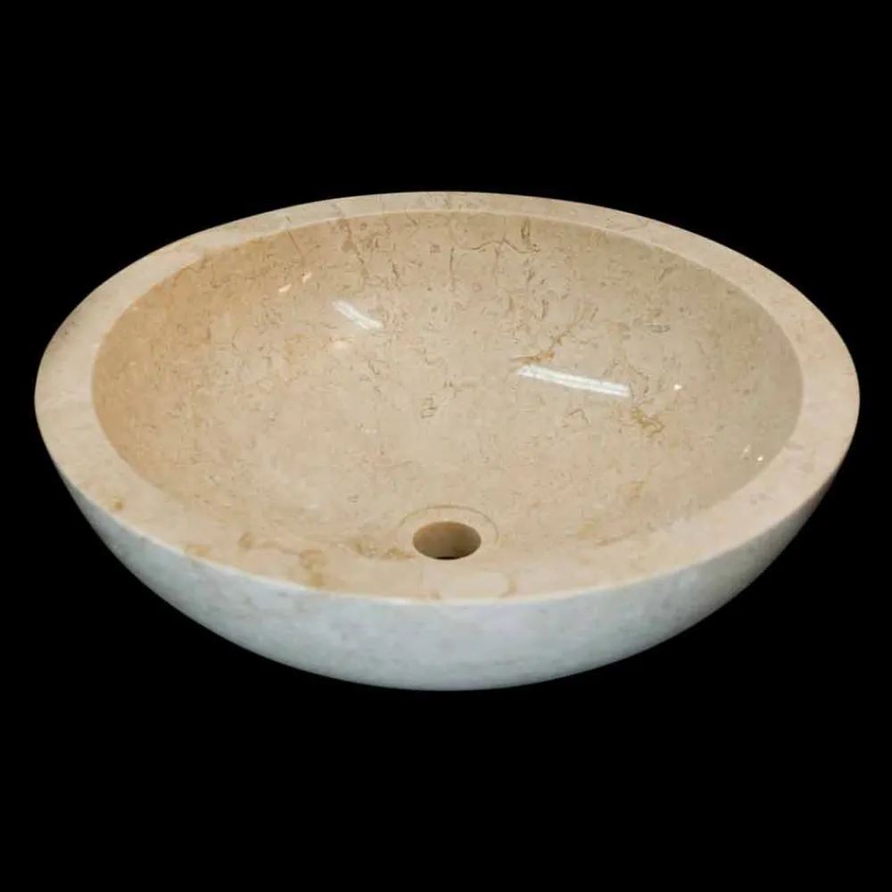 Viadurini Bathroom Steinwaschbecken-Aufsatzwaschbecken rund aus Naturstein weiß Job